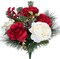 Artificial Christmas Flowers Faux Rose Bouquets Red Rose with Berries Winter Flower Arrangements Cemetery Flowers for Home Table Centerpieces Indoor Outdoor Xmas Holiday Party